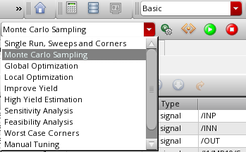 Monte Carlo Settings simulation selection
