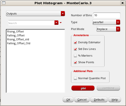 Monte Carlo histogram list form