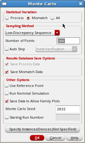 Monte Carlo Settings form